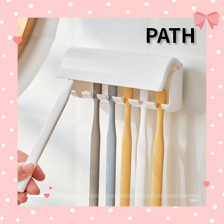 PATH ชั้นวางแปรงสีฟัน แบบพลาสติก มีกาวในตัว 6 ช่อง สีขาว สําหรับห้องน้ํา 2 ชิ้น