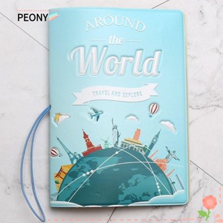 Peonypavilion ปกหนังสือเดินทาง หนัง PU ลายแผนที่โลก สร้างสรรค์ อเนกประสงค์ สําหรับผู้ชาย