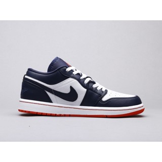 Air Jordan 1 Low AJ1 Midnight Blue รองเท้าบาสเก็ตบอลลําลอง ข้อสั้น สําหรับผู้ชาย 553558-481 40 ก