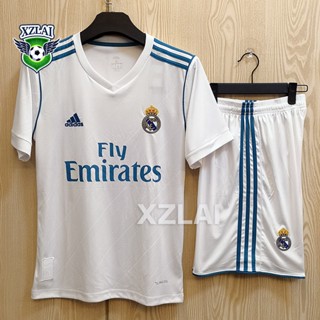 【XZLAI】ชุดเสื้อกีฬาแขนสั้น ลายทีมฟุตบอล real madrid 17/18 home White 7 Ronaldo 2017-18 ชุดเหย้า สีขาว