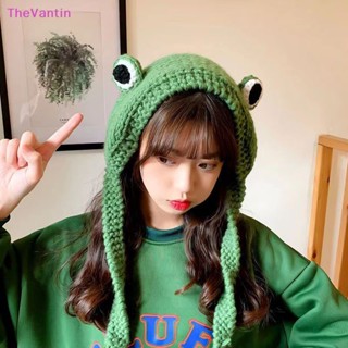 Thevantin หมวกบีนนี่ ผ้าถักโครเชต์ ลายกบ สไตล์เกาหลี พร็อพถ่ายรูป เหมาะกับหน้าหนาว สําหรับผู้หญิง ของขวัญ