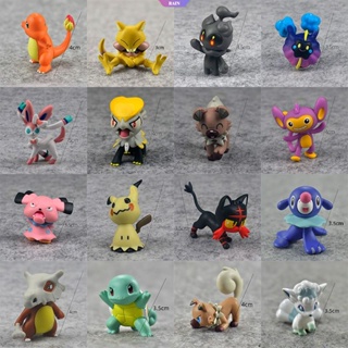 โมเดลฟิกเกอร์ โปเกม่อน Pikachu Squirtle Charmander Eevee Meowth Bulbasaur Mewtwo ขนาด 3-9 ซม. ของเล่นสําหรับเด็ก ของขวัญวันเกิด