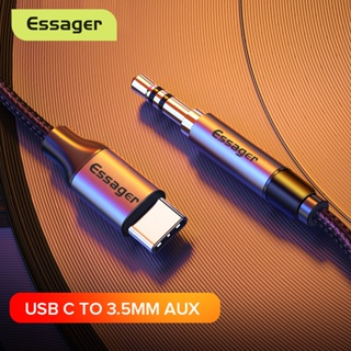 Essager อะแดปเตอร์สายเคเบิลเสียง USB Type C เป็นแจ็ค 3.5 มม. Aux สําหรับหูฟัง ลําโพง Aux Samsung Xiaomi mi