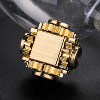 Fidget Cube Spinner for Adults Kids Metal Pure Brass Gears Spinning Toy