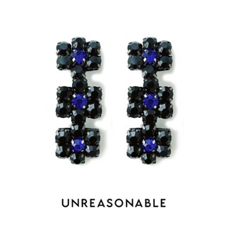 ต่างหู สีดำ น้ำเงินเข้ม ต่างหูคลิป ต่างหูก้านเงินแท้ น้ำหนักเบา Unreasonable Accessories UA0790-03