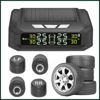 ระบบตรวจสอบความดันลมยาง TPMS ไร้สาย พลังงานแสงอาทิตย์ RV TPMS พร้อมจอแสดงผล LCD 4 เซนเซอร์ TPMS สําหรับการเดินทาง รถพ่วง miseth