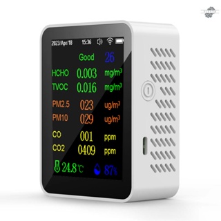 {fly} เครื่องตรวจจับอุณหภูมิ และความชื้น แบบพกพา 9in1 PM2.5 PM10 CO CO2 TVOC HCHO AQI