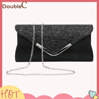 【Double C 】✿   กระเป๋าสะพายไหล่ สายโซ่ ประดับเลื่อม สวยหรู แฟชั่นเรียบง่าย สําหรับผู้หญิง