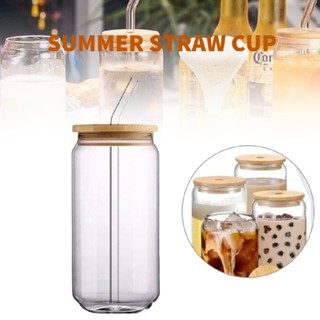 Glass Cups With Lids Glass Straws Glass Tumbler for Iced Coffee Water Smoothie