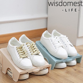 Wisdomest ชั้นวางรองเท้า PP ทนทาน ประหยัดพื้นที่ สีฟ้า เบจ ชมพู เขียว สําหรับครัวเรือน