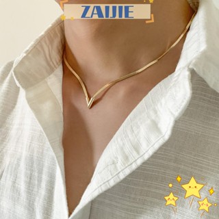 Zaijie24 สร้อยคอโซ่งู สเตนเลส รูปตัว V น้ําหนักเบา สําหรับผู้หญิง