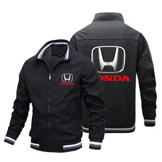 HONDA LOGO baseball uniform car shop custom work clothes N-WGN SHUTTLE N-BOX BRIO AMAZE Fit City Civic type-r cr-v br-v ODYSSEY freed pilot n7x Accord outdoor driving stand collar large size long-sleeved sweater Aviator Jacket