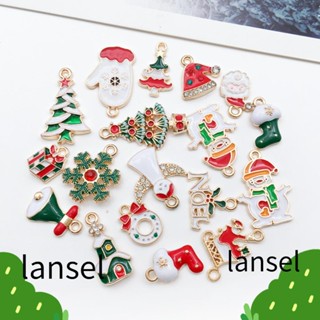 Lansel จี้ฟิกเกอร์เรซิ่น รูปการ์ตูนสโนว์แมน ซานตาคลอส แฮนด์เมด DIY สําหรับแขวนตกแต่งบ้าน 20-100 ชิ้น