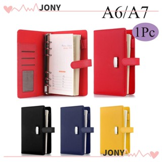 Jy1 สมุดโน้ตบุ๊กแฟชั่น แบบรีฟิล ขนาด A6 A7 สันห่วงหนัง สันห่วงหลวม