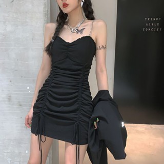 Bandeau ชุดเดรส แต่งระบาย มีเชือกรูด เซ็กซี่ สําหรับผู้หญิง