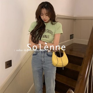 Solenne  เสื้อครอป เสื้อยืดผู้หญิง ครอป baby tee สาวเรโทร 2023 NEW Style ทันสมัย สวยงาม ทันสมัย สวย A99J1SG 36Z230909