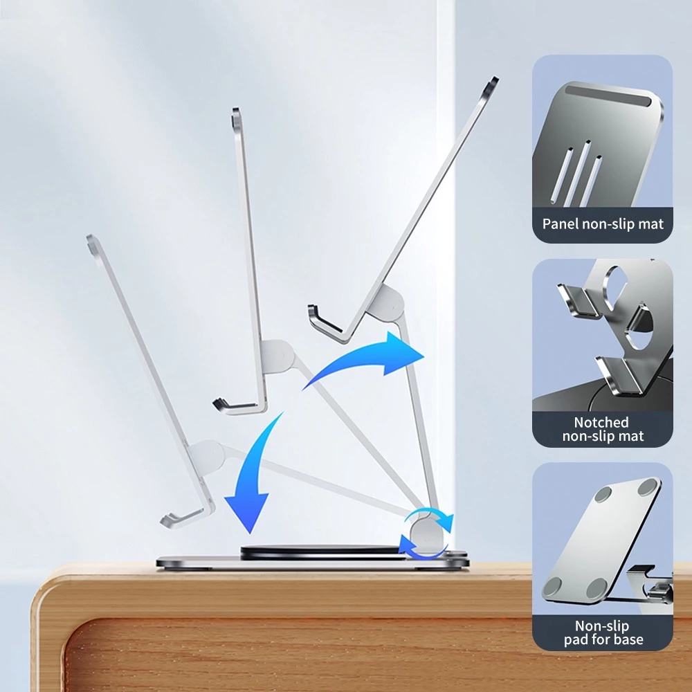 GOOJODOQ ขาตั้งแท็บเล็ต โลหะ แบบพกพา บางพิเศษ อุปกรณ์เสริม สําหรับ iPad Xiaomi Samsung thumbnail 10