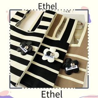 Ethel1 กระเป๋าถือ กระเป๋าช้อปปิ้ง ผ้าถัก ลายดอกไม้ ความจุสูง แฮนด์เมด สําหรับผู้หญิง