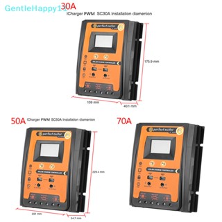 Gentlehappy PWM อุปกรณ์ควบคุมการเก็บประจุพลังงานแสงอาทิตย์ 12 24V 30 50 70A Dual USB 5V LCD