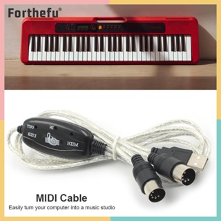 ★ Forthefu ★  อะแดปเตอร์แปลงสายเคเบิ้ล MIDI เป็น USB IN-OUT อินเตอร์เฟซ MIDI สําหรับคีย์บอร์ด PC เปียโนไฟฟ้า