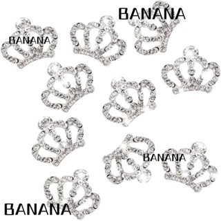 Banana1 มงกุฎคริสตัลอัลลอย พลอยเทียม กว้าง 24 มม. ยาว 32 มม. สีเงิน สําหรับตกแต่งสร้อยข้อมือ DIY 30 ชิ้น