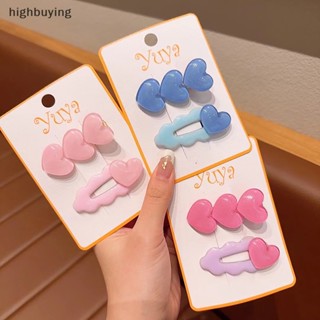 [highbuying] กิ๊บติดผม รูปหัวใจน่ารัก สีพื้น แฟชั่นแฟรี่ สําหรับเด็กผู้หญิง 2 ชิ้น