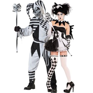 [New] masquerade performance costume couple clown costume mens and womens clown costume role-playing uniform cos costume VMVA