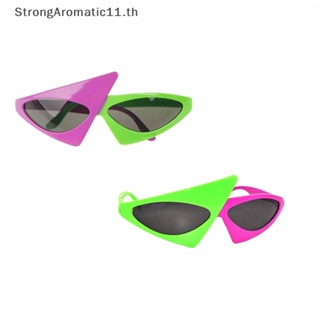 Strongaromatic แว่นตากันแดด ทรงสามเหลี่ยม ไม่สมมาตร สีเขียว สีชมพู