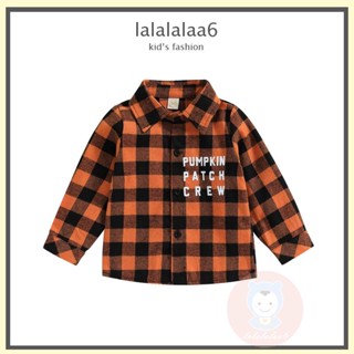 Laa6- เสื้อเชิ้ตแขนยาว พิมพ์ลายตัวอักษรฮาโลวีน สําหรับเด็กผู้ชาย