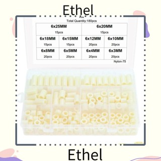 Ethel1 สเปเซอร์เต้าเสียบ ไนล่อน ทรงกลม 10 ขนาด ไม่มีสกรู M6 พลาสติกเกลียว 180 ชิ้น