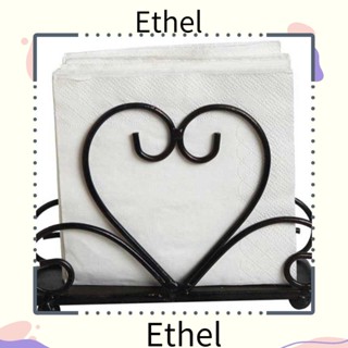 Ethel1 ที่ใส่กระดาษเช็ดปาก เหล็ก รูปหัวใจ สีดํา 5.9 X 2.36 X 4.9 นิ้ว