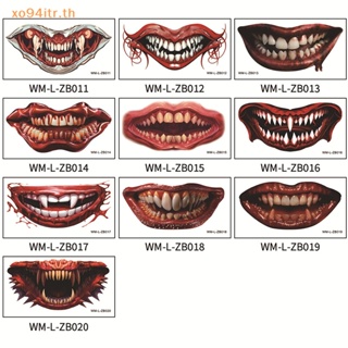 Xoitr สติกเกอร์รอยสักชั่วคราว ลาย Happy Halloween Scar Lips Smile Flash กันน้ํา สําหรับเด็กผู้ชาย ผู้หญิง TH