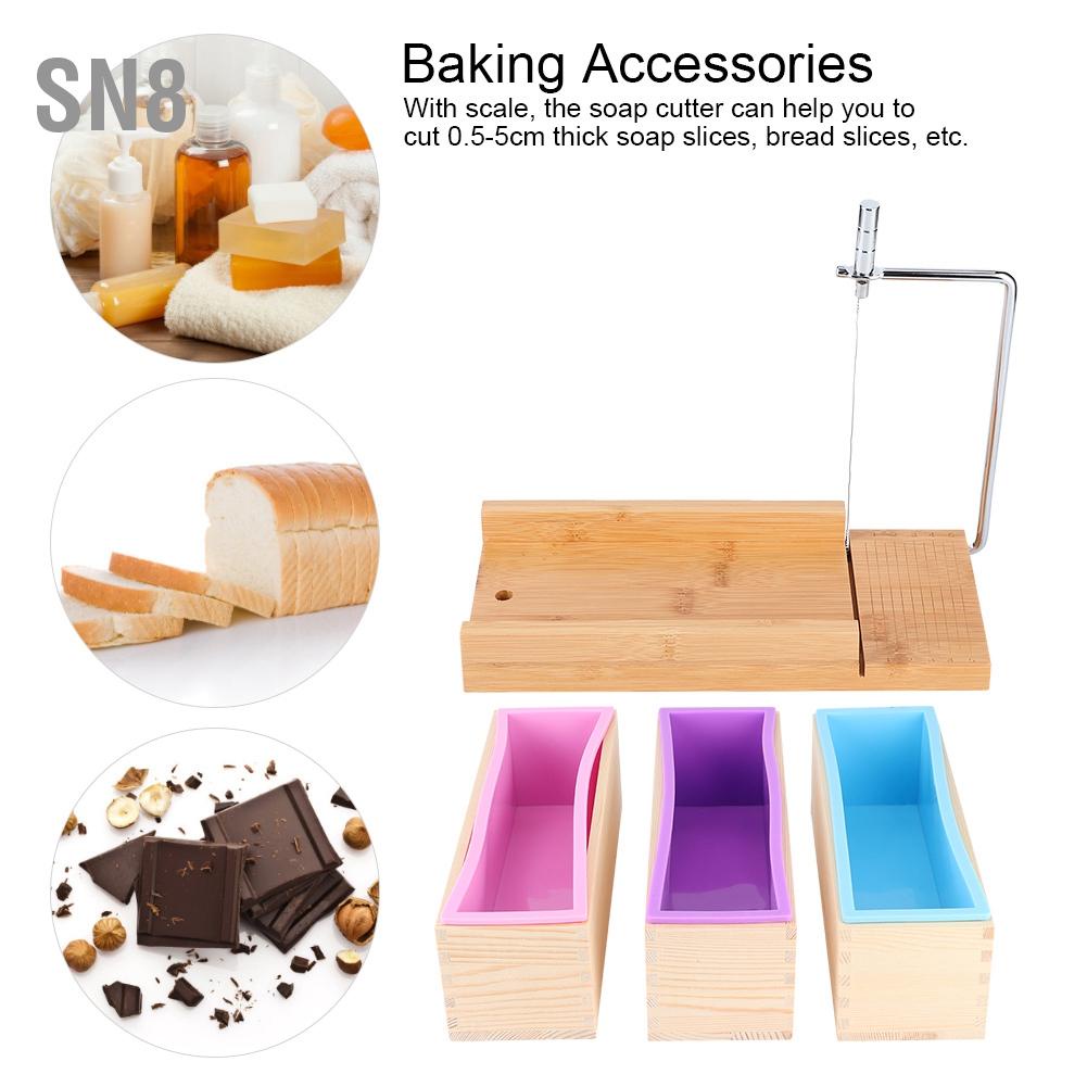 SN8 1200ml DIY สบู่ซิลิโคนทำแม่พิมพ์กล่องไม้ชุดเครื่องตัดสบู่ด้วยมือพร้อมเครื่องมือครัวสเกล