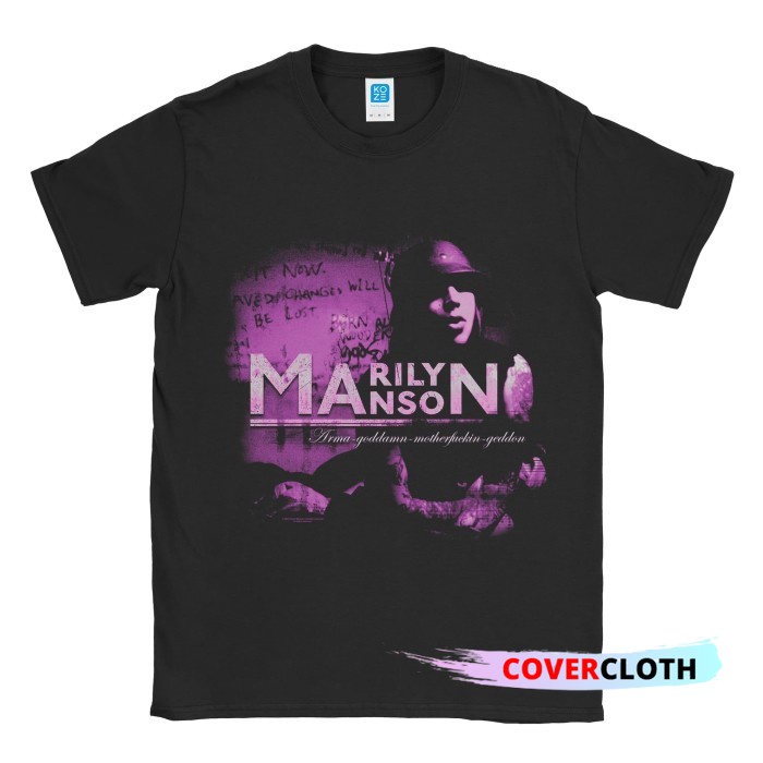 สวยมาก a เสื้อยืด พิมพ์ลาย Marilyn Manson Armageddon Band