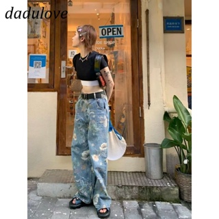 DaDulove💕 New American Ins High Street Retro Graffiti Jeans Niche High Waist Wide Leg Pants Large Size Trousers