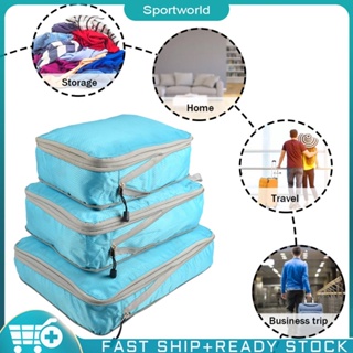 ❀sportworld【In Stock】 3pcs Clothes Tidy Pouch Compressible Foldable for Family Vacation Skiing Camping