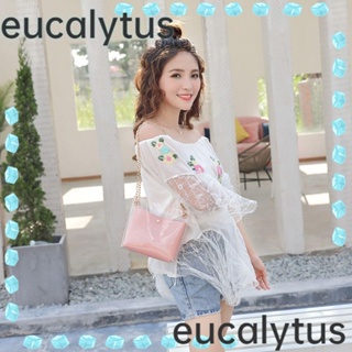 Eucalytus1 กระเป๋าถือ กระเป๋าสะพายไหล่ สะพายข้าง หนัง Pu แบบใส ความจุสูง สไตล์มินิมอล สําหรับเด็กผู้หญิง