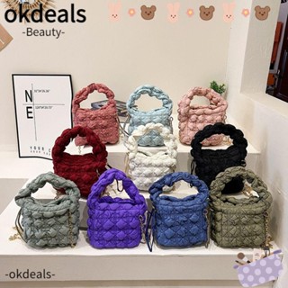 Okdeals กระเป๋าถือ ผ้าฝ้าย น้ําหนักเบา สีพื้น แฟชั่นสําหรับสตรี