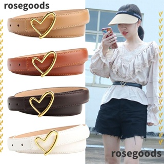 Rosegoods1 เข็มขัดคาดเอว หนัง PU หัวเข็มขัดโลหะผสมสังกะสี แบบบาง หรูหรา สําหรับผู้หญิง