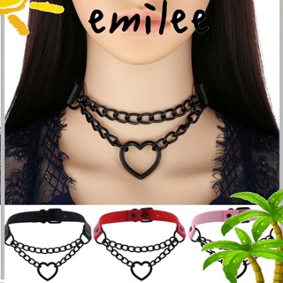 Emilee สร้อยคอโชคเกอร์ โชคเกอร์ หนัง PU จี้รูปหัวใจ สไตล์โกธิค เซ็กซี่ เครื่องประดับ สําหรับผู้หญิง