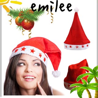 Emilee หมวกคริสต์มาส เรืองแสง ของขวัญเด็ก ผู้ใหญ่ หมวกซานต้า ดาว