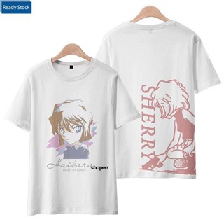 【พร้อมส่ง】เสื้อแขนสั้น คอกลม ทรงหลวม ลายการ์ตูนอนิเมะยอดนักสืบโคนัน Haihara Ai Shinichi Amuro Toru สําหรับผู้ชาย และผู้หญิง