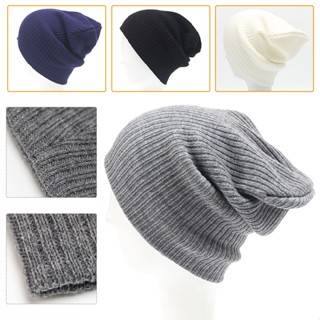 Mens Ladies Knitted Woolly Winter Slouch Beanie Hat Cap One Size Unisex