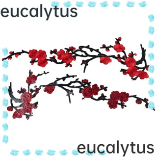 Eucalytus1 แผ่นผ้าโพลีเอสเตอร์ ปักลายดอกไม้ สีชมพู DIY สําหรับตกแต่งกางเกงยีน