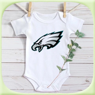 Philadelphia Eagles ชุดจั๊มสูทรอมเปอร์ แขนสั้น ผ้าฝ้าย ระบายอากาศ พิมพ์ลายผีเสื้อ สําหรับเด็กทารกแรกเกิด