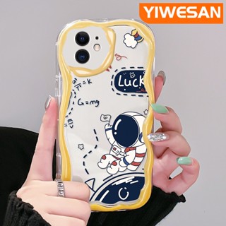 เคสโทรศัพท์มือถือ แบบใส กันกระแทก ลายการ์ตูนนักบินอวกาศนําโชคน่ารัก สีสันสดใส สําหรับ iPhone 11 11 Pro 11 Pro Max