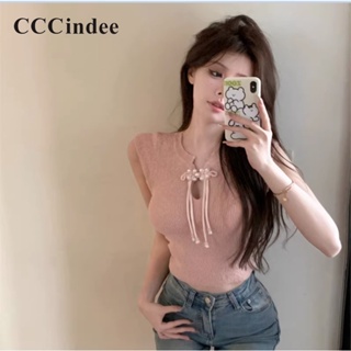 Cccindee ใหม่ เสื้อยืดลําลอง แขนสั้น คอกลม เข้ารูป สีพื้น เซ็กซี่ แฟชั่นสําหรับสตรี 2023