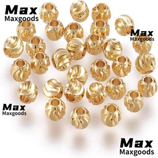 Maxg ลูกปัดสเปเซอร์ ทรงกลม ชุบทอง 14K 5 มม. สําหรับทําเครื่องประดับ สร้อยคอ DIY 100 ชิ้น