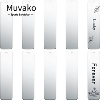 Muvako ป้ายแท็ก สเตนเลส ทรงสี่เหลี่ยมผืนผ้า โลหะเปล่า สําหรับสุนัข 10 ชิ้น 40*10 มม. 10 ชิ้น งานฝีมือ DIY ทําผู้หญิง