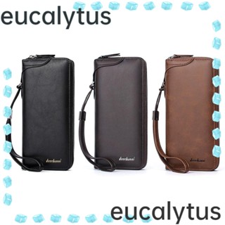 Eucalytus1 กระเป๋าสตางค์ กระเป๋าใส่เหรียญ บัตรเครดิต แบบพกพา ขนาดใหญ่ สําหรับผู้ชาย